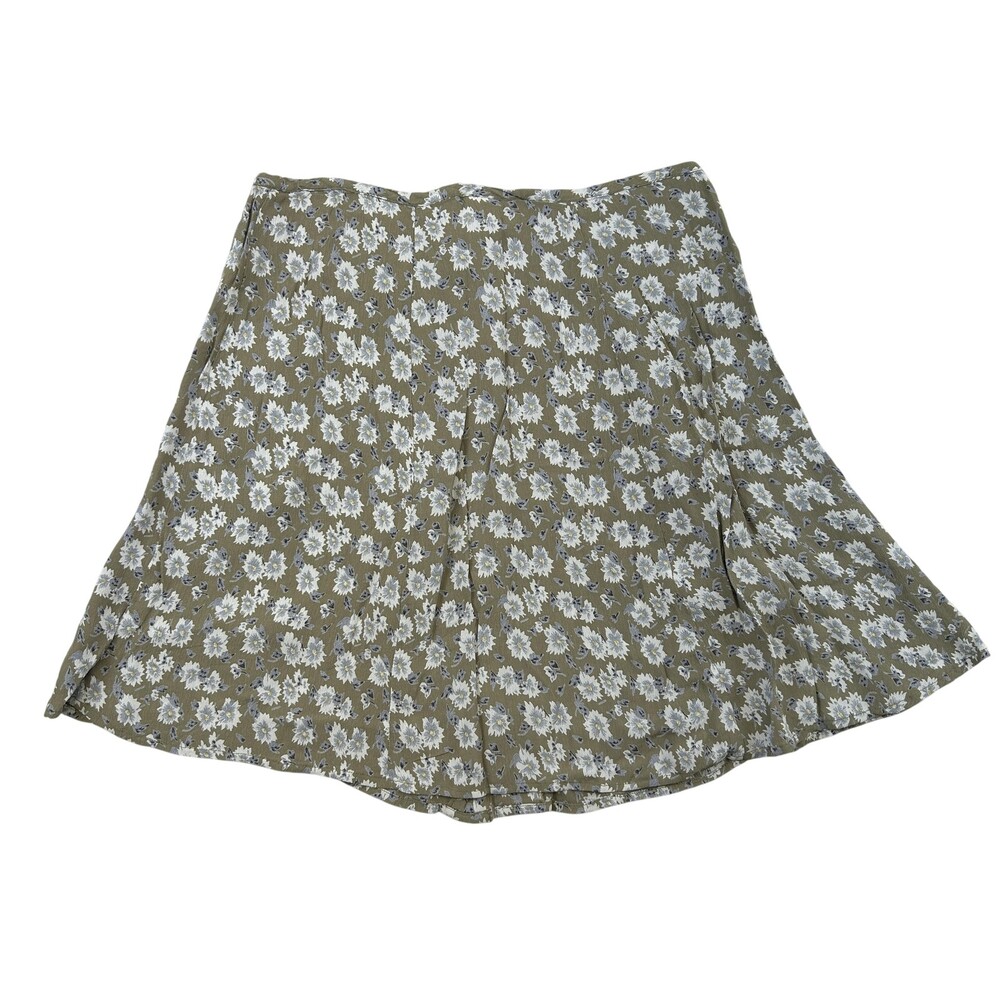 Copper Key Skirt Womens 7 Green Floral Button Front A-Line Mini Rayon Summer